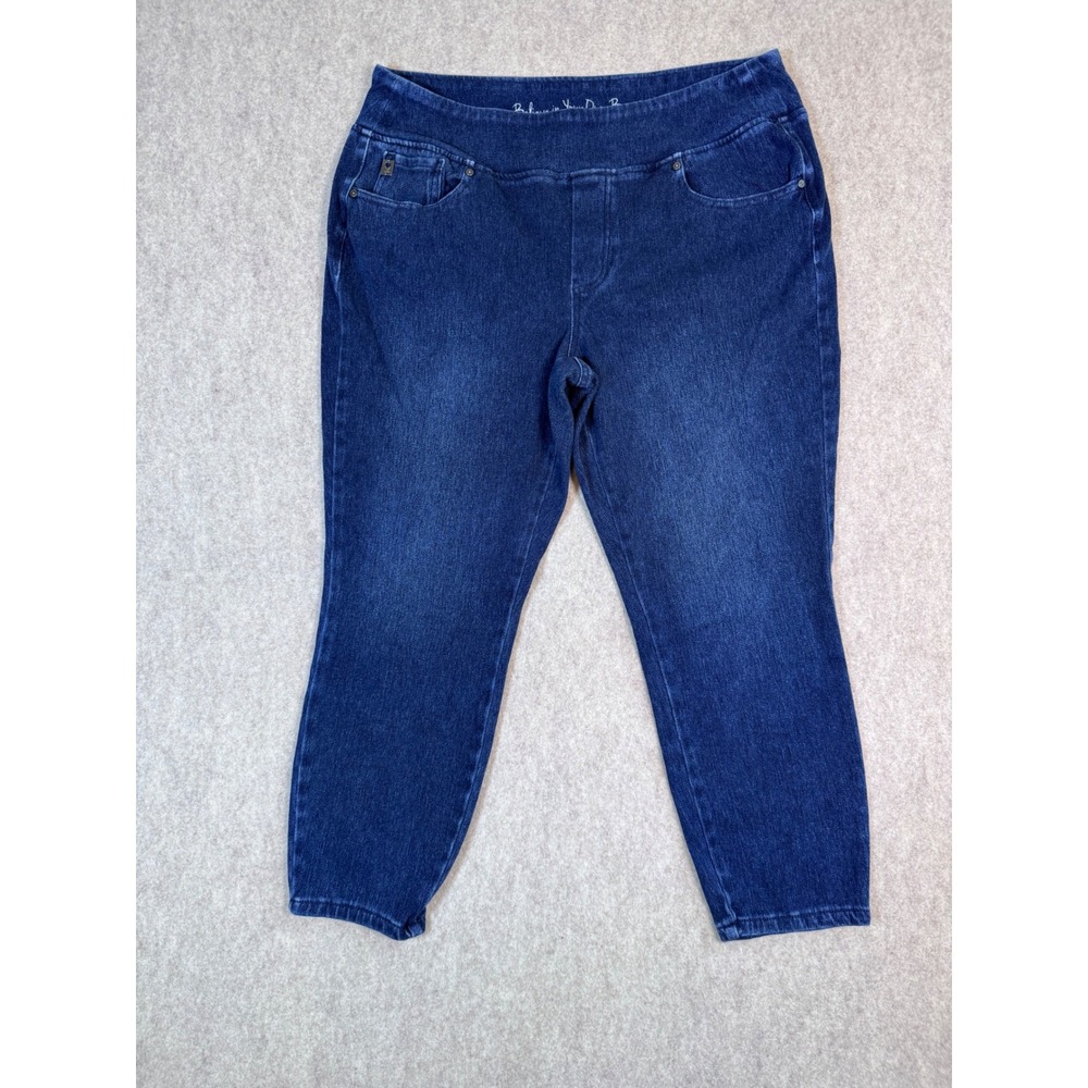 Belle by Kim Gravel Womens Blue Pull On Stretch Denim Jeans Dark Wash 16P